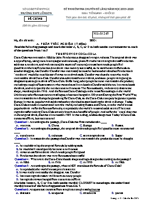 Đề thi kiểm tra chuyên đề lần 2 môn Tiếng Anh Lớp 10 - Mã đề 245 - Năm học 2019-2020 - Trường THPT Liễn Sơn